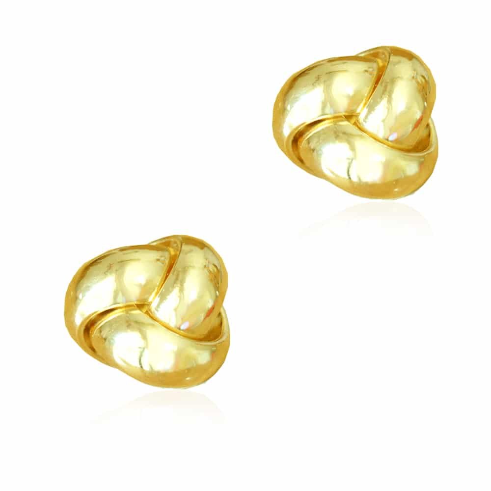 Σκουλαρίκια λουστρέ κόμπος, καρφωτά, από χρυσό 14 καρατίων