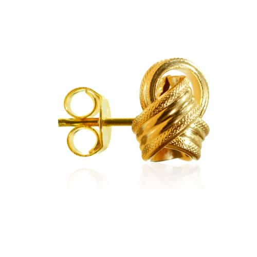 Σκουλαρίκια κόμπος καρφωτά, από χρυσό 14Κ, σε λουστρέ και σαγρέ φινίρισμα