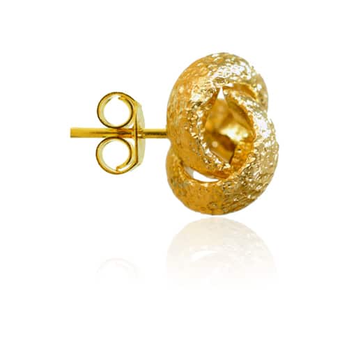 Kόμπος σκουλαρίκια καρφωτά, από χρυσό 14Κ σε σαγρέ φινίρισμα.