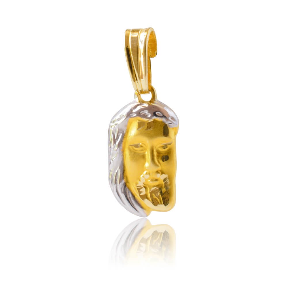Φυλακτό Χριστός από δίχρωμο χρυσό 14Κ με απεικόνιση του Χριστού σε ανάγλυφο σχέδιο.