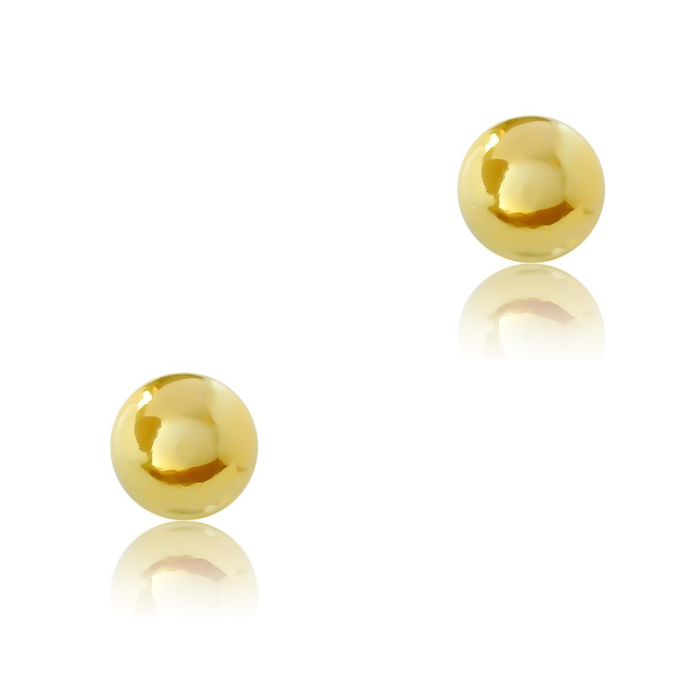 Σκουλαρίκια σφαιρικά χρυσά 14Κ, σε λείο λουστρέ φινίρισμα. Έχουν διάμετρο 5 mm.