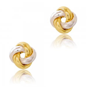 Γυναικεία σκουλαρίκια κόμποι από χρυσό και λευκόχρυσο 14Κ σε λεία λουστρέ επεξεργασία. Απλότητα και μοντέρνος σχεδιασμός!