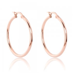 Κρίκοι ασημένιοι μικροί ροζ επιχρυσωμένοι. Είναι στρογγυλοί με διάμετρο 3 cm και λουστρέ φινίρισμα.