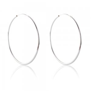 Κρίκοι από ασήμι επιπλατινωμένο 925, μεγάλου μαγέθους, στρογγυλοί με διάμετρο 5.8 cm.