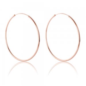 Κρίκοι ασημένιοι ροζ επίχρυσοι 925, μεγάλου μαγέθους, στρογγυλοί με διάμετρο 5.8 cm.