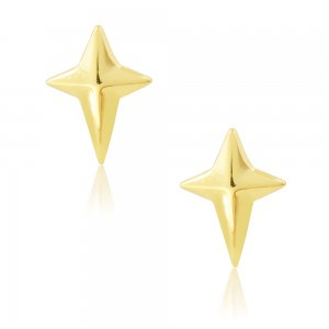 Σκουλαρίκια μοντέρνα ασημένια 925 επιχρυσωμένα. Είναι καρφωτά με αστέρι σε σχήμα σταυρού.
