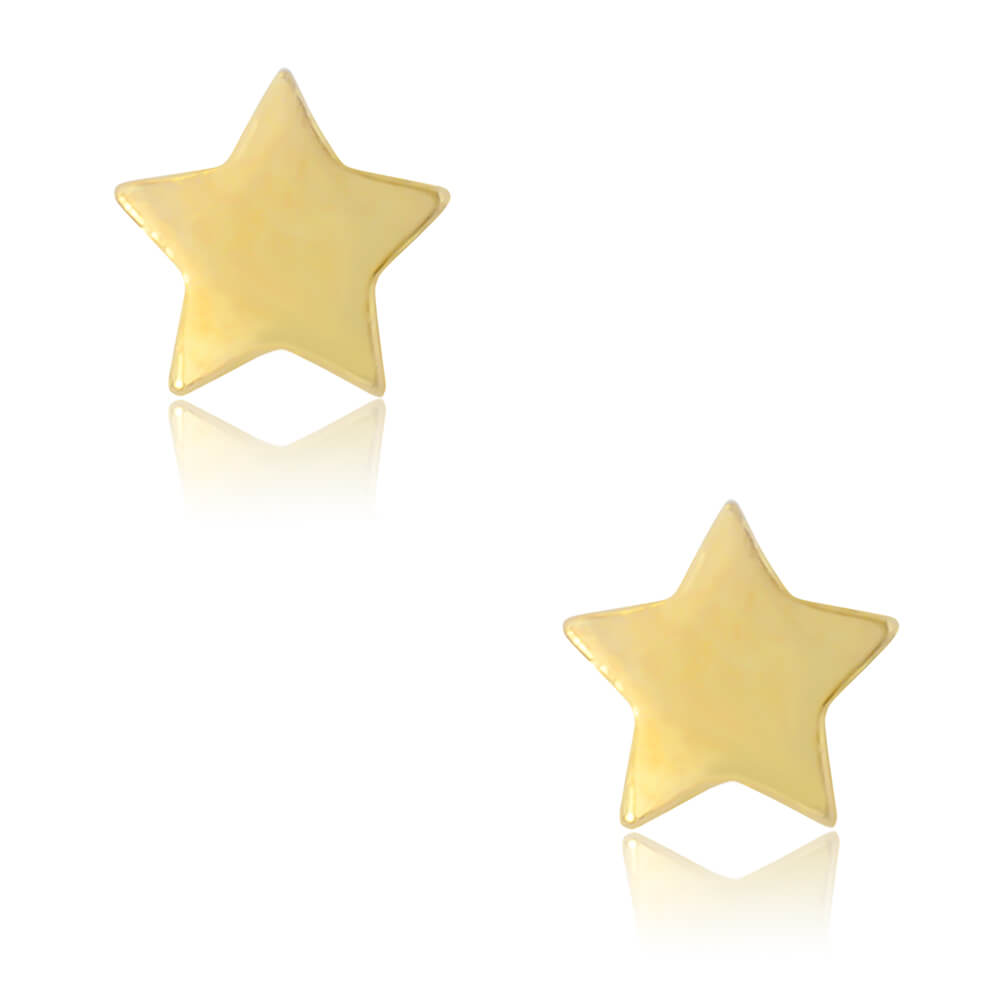 Σκουλαρίκια αστέρι ασημένια 925 επιχρυσωμένα, σε λείο λουστρέ φινίρισμα και διακριτικό σχέδιο