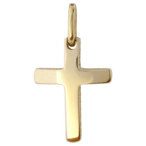 Κλασικός σταυρός βαπτιστικός διπλής όψης από χρυσό 14Κ, με λουστρέ ή ανάγλυφο φινίρισμα. Συνδυάστε τον με τις προτεινόμενες αλυσίδες.