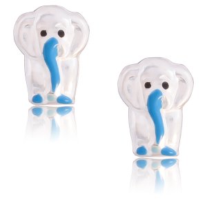 Σκουλαρίκια παιδικά ελέφαντες από ασήμι 925, επιπλατινωμένα. Είναι καρφωτά, διακοσμημένα με σμάλτο σε μπλε αποχρώσεις.