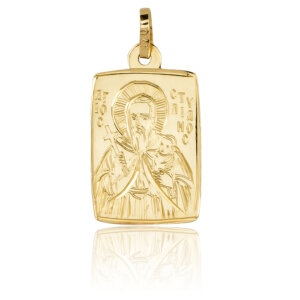 Φυλαχτό Αγίος Στυλιανός χρυσό 9Κ, σε ορθογώνιο σχήμα με χαραγμένη απεικόνιση του Αγίου προστάτη των παιδιών. Συνδυάστε το με αλυσίδα, κορδόνι ή παιδική παραμάνα.