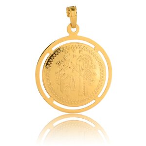 Κωνσταντινάτο με στεφάνι χρυσό 14Κ, σε σχέδιο διπλής όψης, με ανάγλυφες απεικονίσεις του Ιησού και των Αγίων κωνσταντίνου και Ελένης.