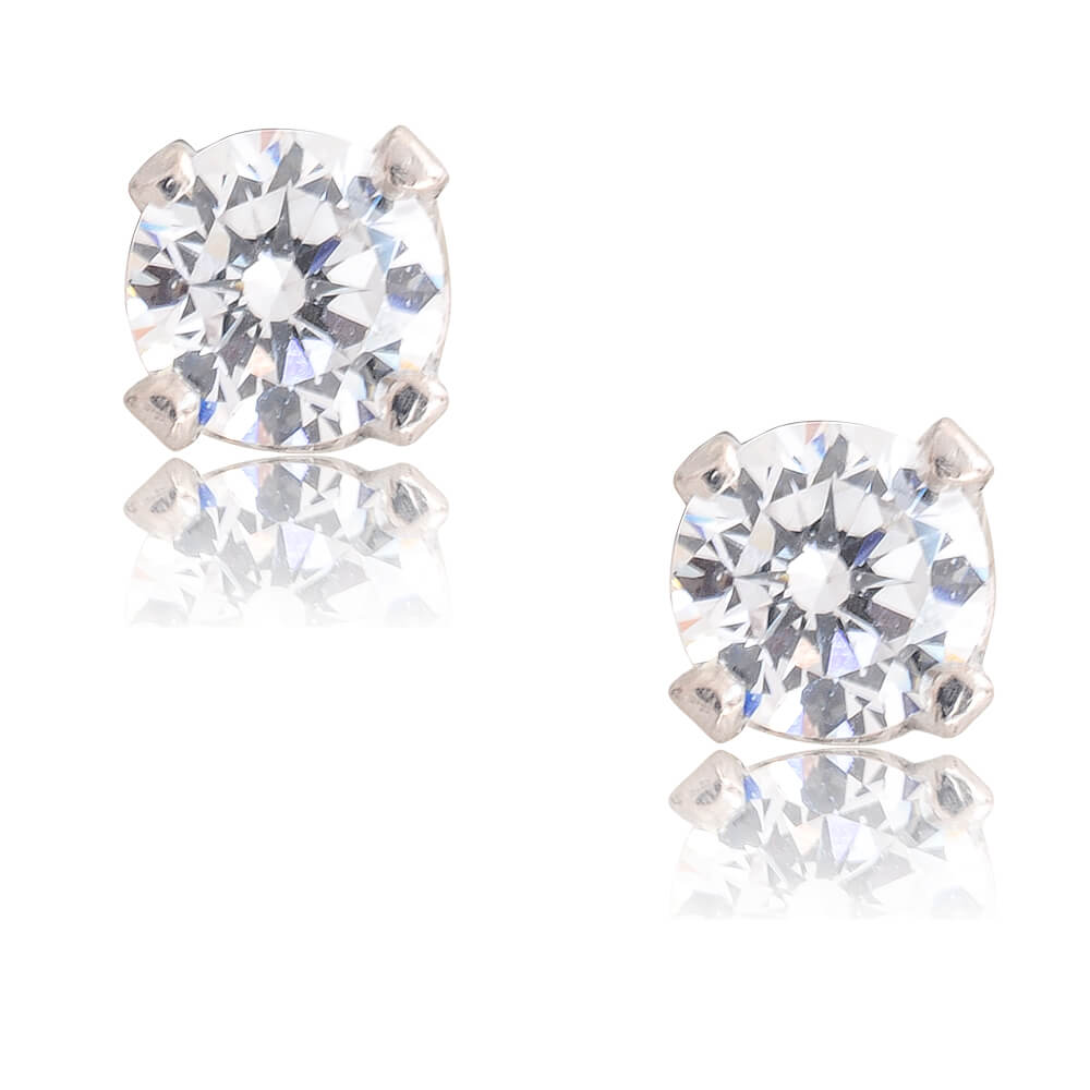 Ασημένια μονόπετρα σκουλαρίκια 230271 α Ασημένια μονόπετρα σκουλαρίκια 925 επιπλατινωμένα, με λευκές πέτρες ζιργκόν, σε απλό σχέδιο για όλες τις εμφανίσεις σας.