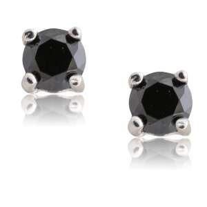 Ασημένια σκουλαρίκια με μαύρες πέτρες επιπλατινωμένα. Τα κοσμούν μαύρες πέτρες ζιργκόν, σε απλό σχέδιο για όλες τις εμφανίσεις σας.