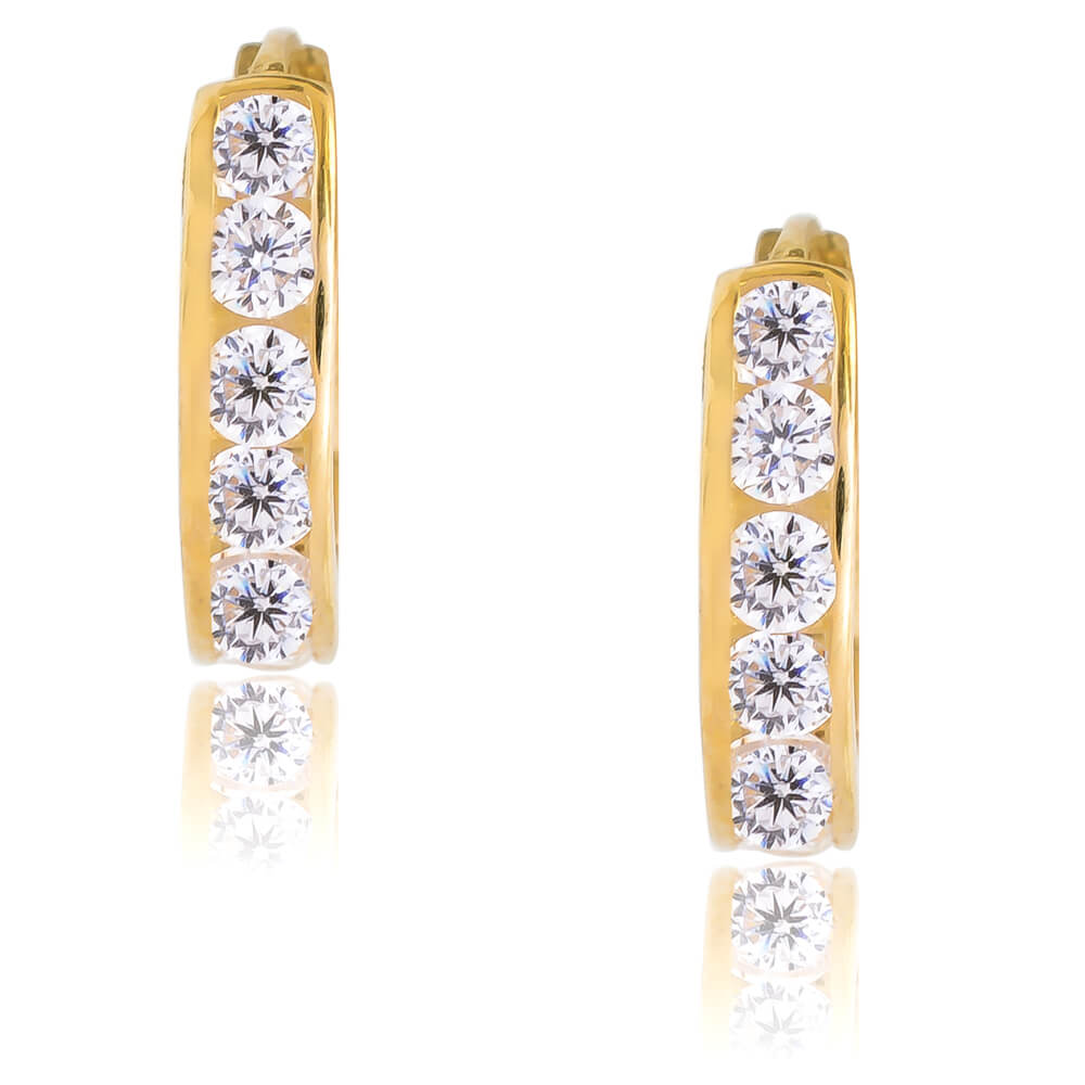 Κρικάκια με πέτρες χρυσά 14Κ 1.3 cm 50011 α