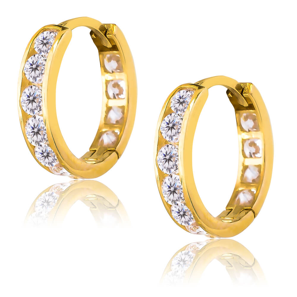 Κρικάκια με πέτρες χρυσά 14Κ 1.3 cm 50011 β