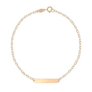 Ταυτότητα οικονομική χρυσή 14Κ, με επιφάνεια χάραξης ονόματος και διακριτική αλυσίδα. Ιδανική για αγοράκι ή κοριτσάκι!