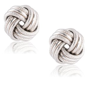 Ασημένια σκουλαρίκια κόμποι επιπλατινωμένα, με τετραπλό πλέξιμο και λείο λουστρέ φινίρισμα. Ιδανικά για καθημερινές εμφανίσεις και για όλες τις ηλικίες!