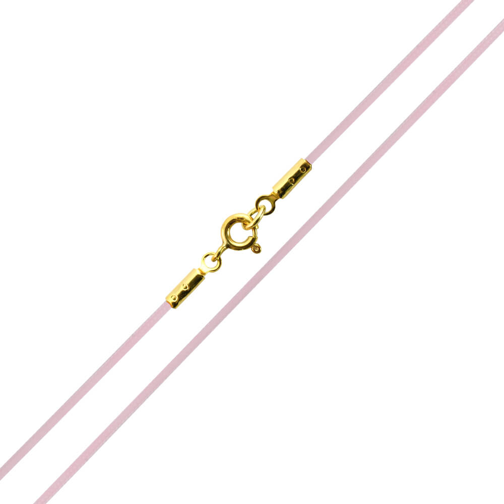 Κορδόνι για κρεμαστό ασήμι 801004 Κορδόνι για κρεμαστό ασήμι, σε χρώμα ροζ. Το κορδόνι είναι από συνθετικό ύφασμα με πλάτος 1 mm, με δυνατότητα επιλογής του μήκους. Το κούμπωμα είναι από ασήμι 925 με κίτρινο επιχρύσωμα.